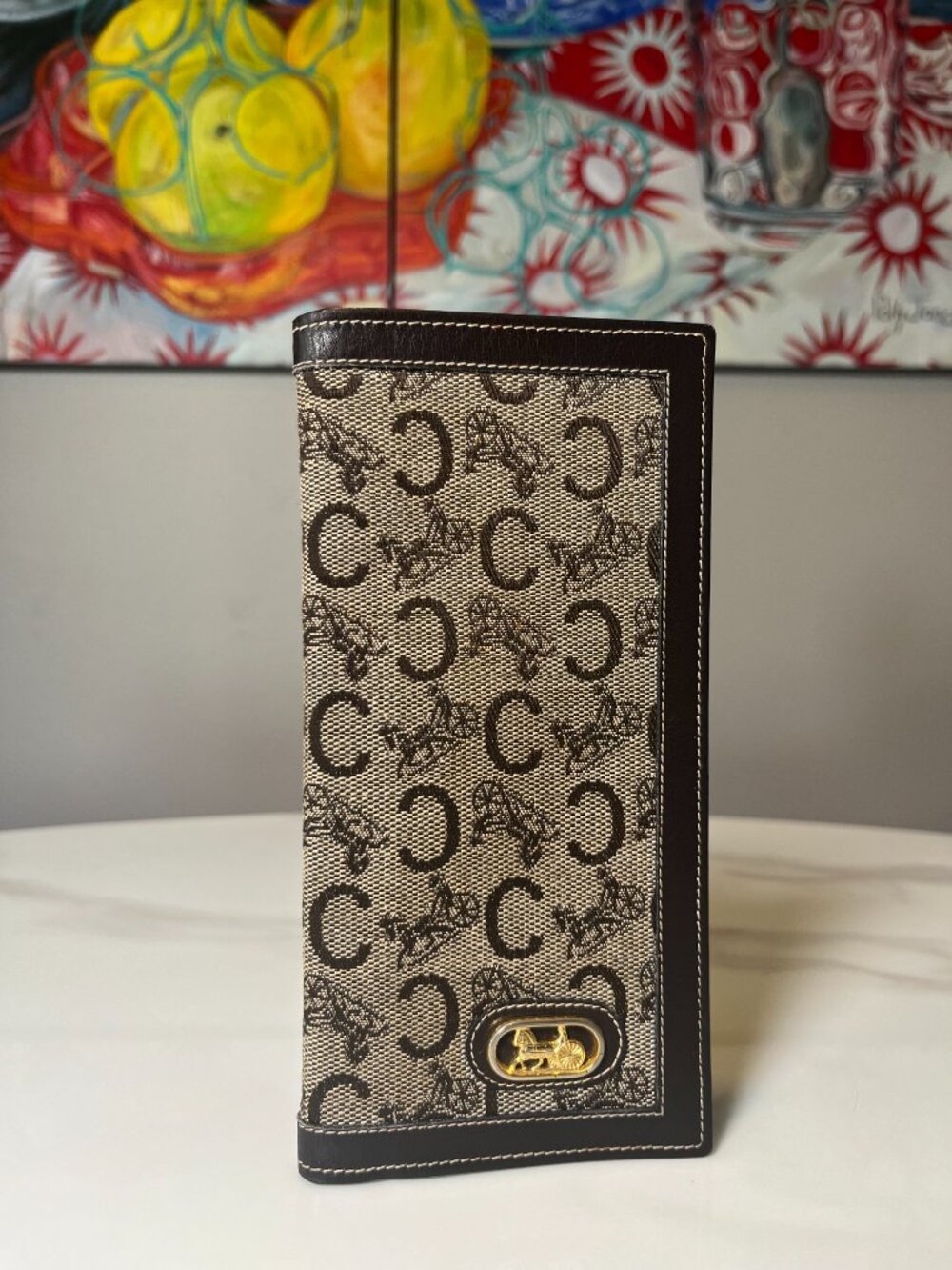 Celine Y2K Macadam Canvas Long Wallet Horse Carriage Logo + COA